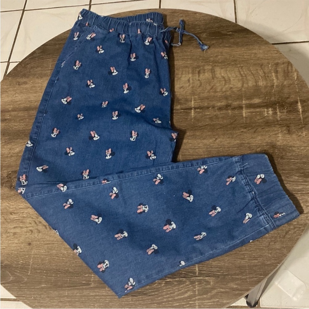 Disney Minnie Mouse Denim Jogger Pants Women's Size XL NWT
